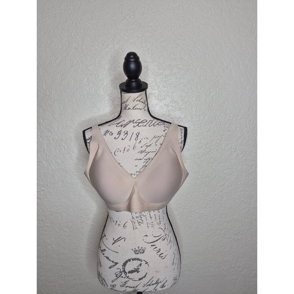 Popilush Wireless Seamless Bra Beige Nude XXL Adjustable Straps V-Neck